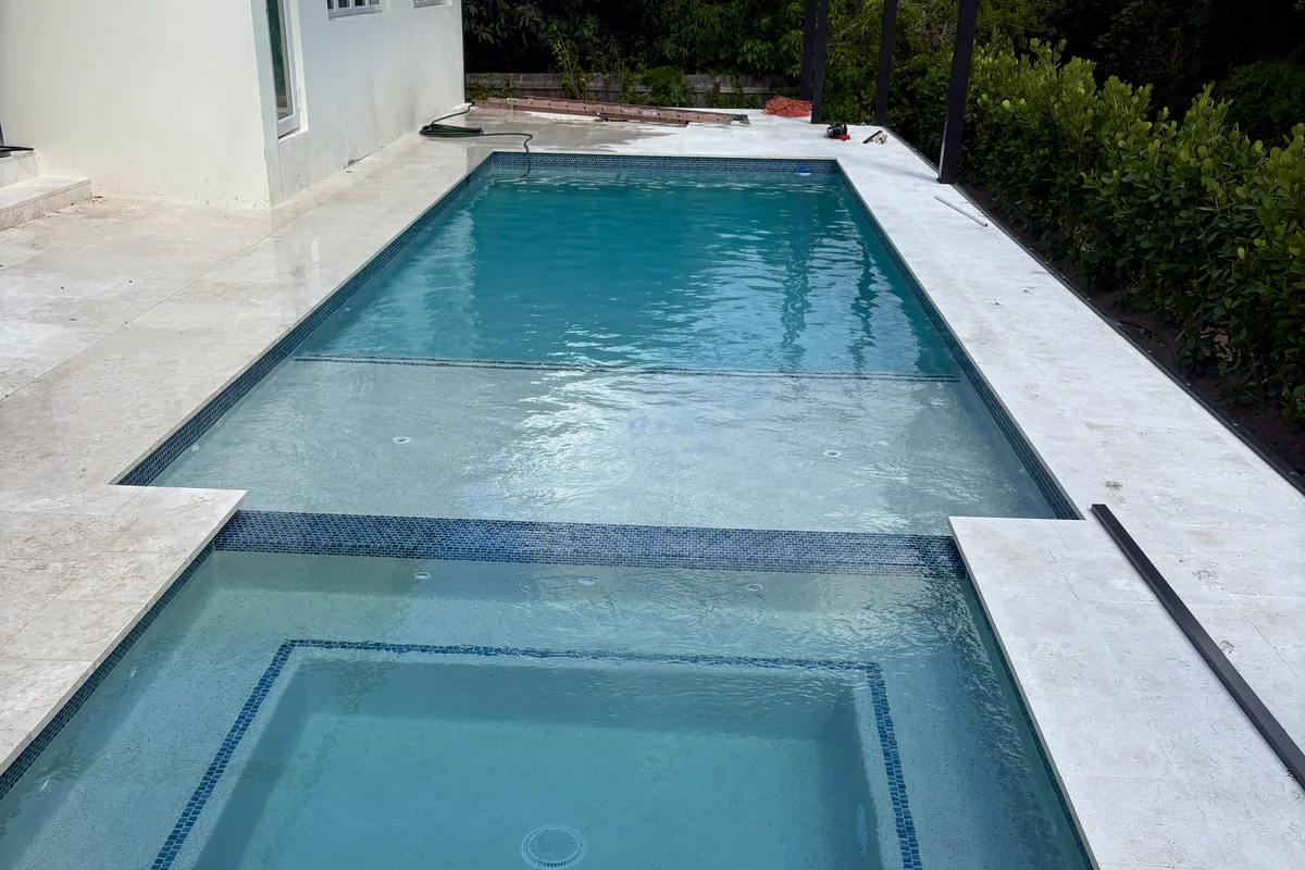 Completed swimming pool after renovation
