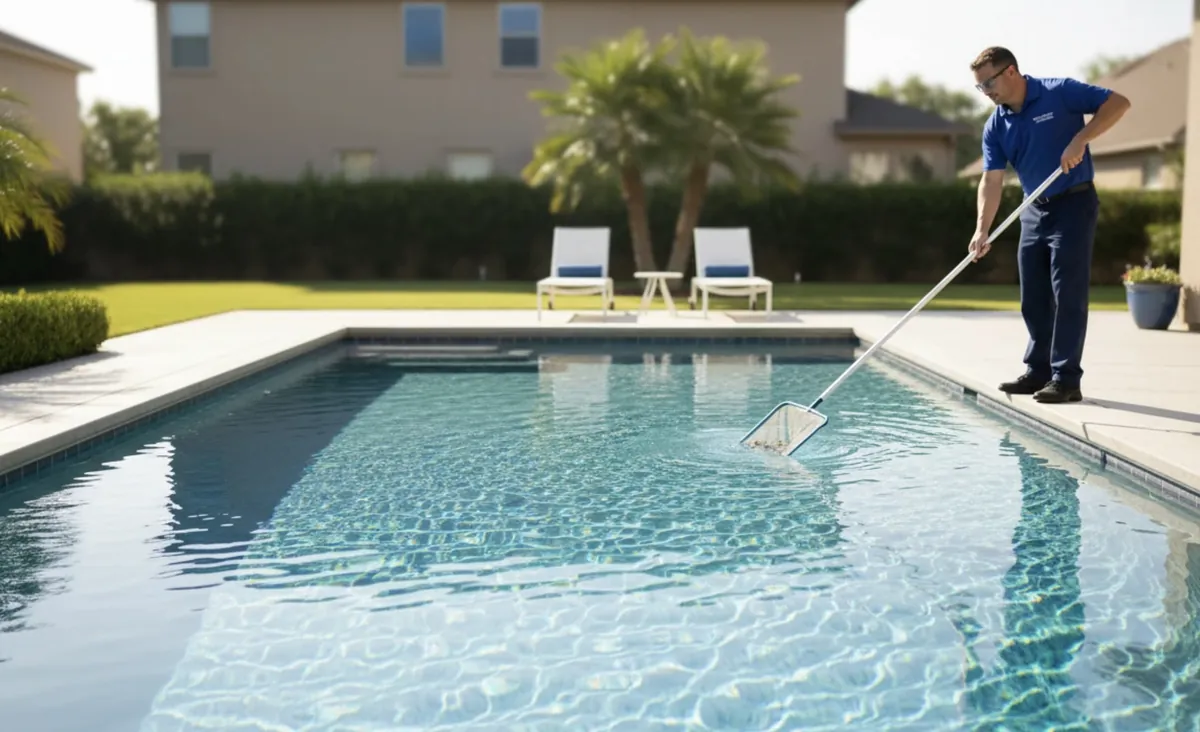 Professional weekly pool service at a Naples residential pool